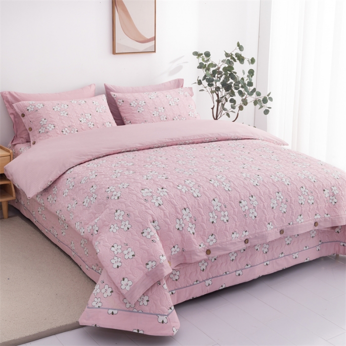 91家纺网 家纺一手货源 找家纺 优乐家纺 2023新款全棉印花绗绣2 四件套 纯净