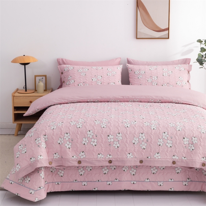 91家纺网 家纺一手货源 找家纺 优乐家纺 2023新款全棉印花绗绣2 四件套 纯净