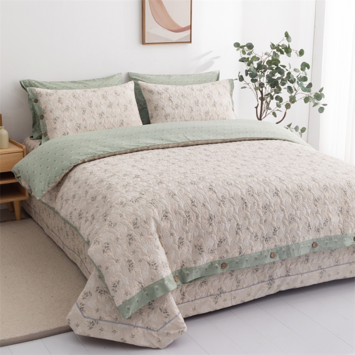 91家纺网 家纺一手货源 找家纺 优乐家纺 2023新款全棉印花绗绣2 四件套 妃子笑