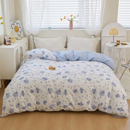 91家纺网 家纺一手货源 找家纺 钰伶 2025新款全棉13372印花纯棉床单床笠款四件套 罗兰花韵