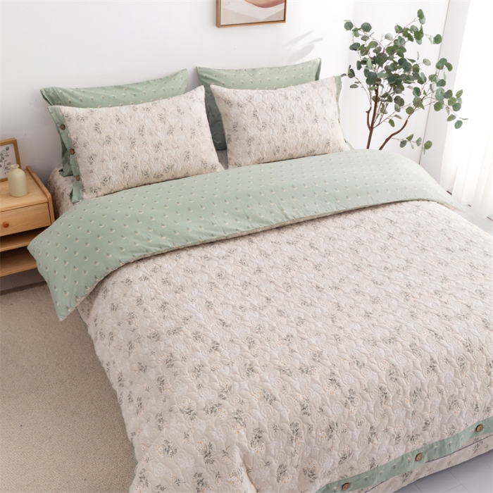 91家纺网 家纺一手货源 找家纺 优乐家纺 2023新款全棉印花绗绣2 四件套 妃子笑