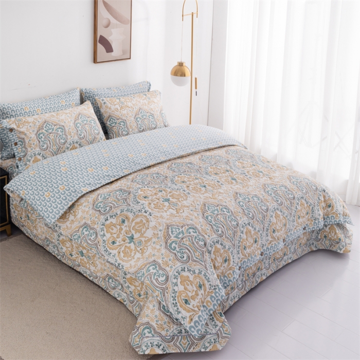 91家纺网 家纺一手货源 找家纺 优乐家纺 2023新款全棉印花绗绣2 四件套 洛丽娜