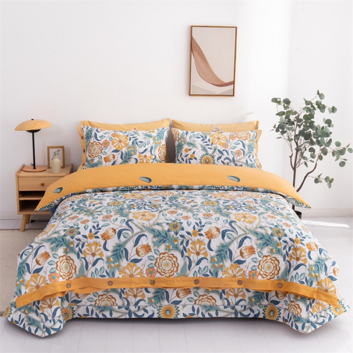 91家纺网 家纺一手货源 找家纺 优乐家纺 2023新款全棉印花绗绣2 四件套 秋季物语