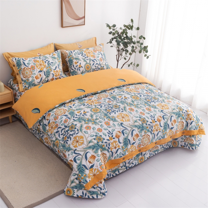 91家纺网 家纺一手货源 找家纺 优乐家纺 2023新款全棉印花绗绣2 四件套 秋季物语