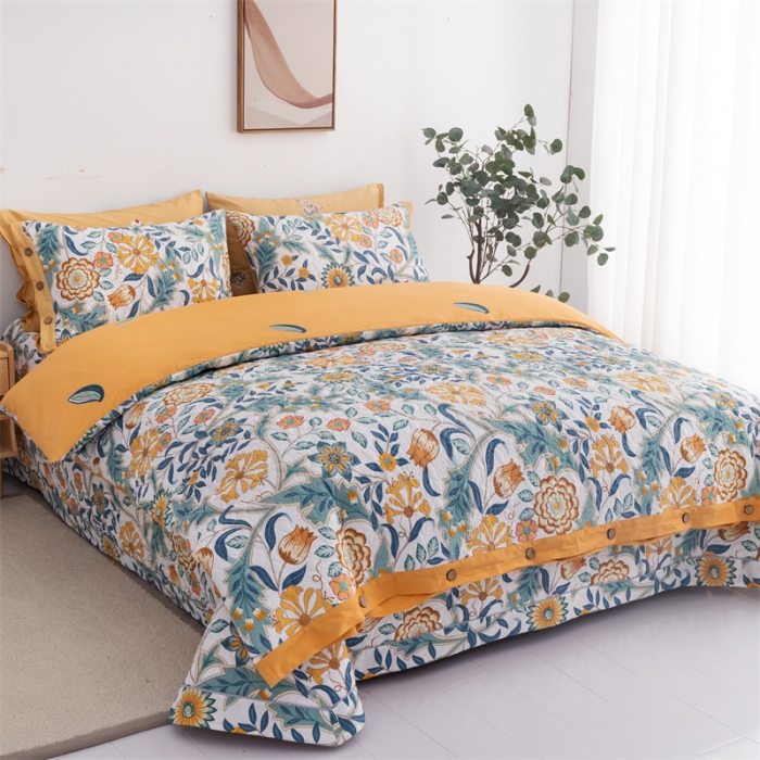 91家纺网 家纺一手货源 找家纺 优乐家纺 2023新款全棉印花绗绣2 四件套 秋季物语