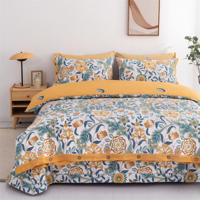 91家纺网 家纺一手货源 找家纺 优乐家纺 2023新款全棉印花绗绣2 四件套 秋季物语