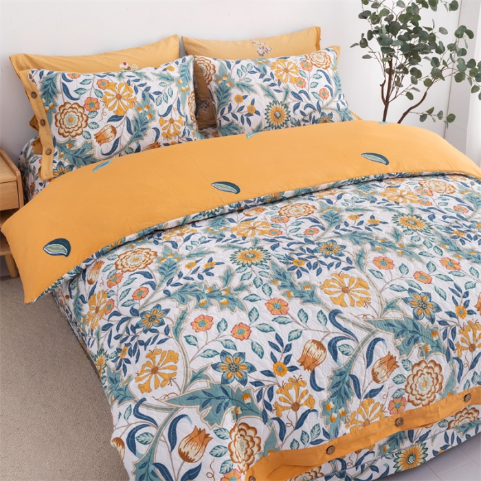 91家纺网 家纺一手货源 找家纺 优乐家纺 2023新款全棉印花绗绣2 四件套 秋季物语