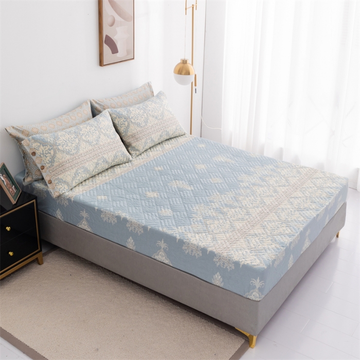 91家纺网 家纺一手货源 找家纺 优乐家纺 2023新款全棉印花绗绣系列2 单床笠 爱西西里