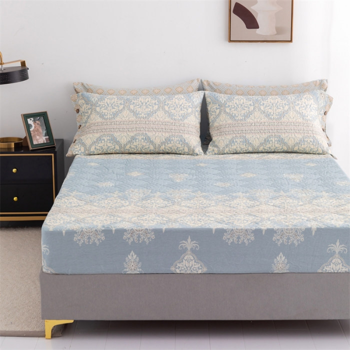 91家纺网 家纺一手货源 找家纺 优乐家纺 2023新款全棉印花绗绣系列2 单床笠 爱西西里