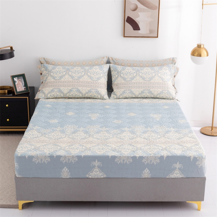 91家纺网 家纺一手货源 找家纺 优乐家纺 2023新款全棉印花绗绣系列2 单床笠 爱西西里