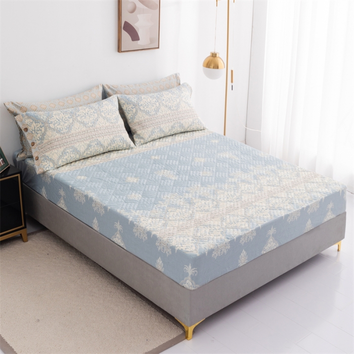 91家纺网 家纺一手货源 找家纺 优乐家纺 2023新款全棉印花绗绣系列2 单床笠 爱西西里