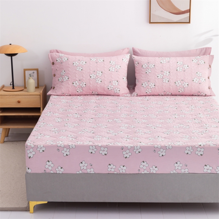 91家纺网 家纺一手货源 找家纺 优乐家纺 2023新款全棉印花绗绣系列2 单床笠 纯净