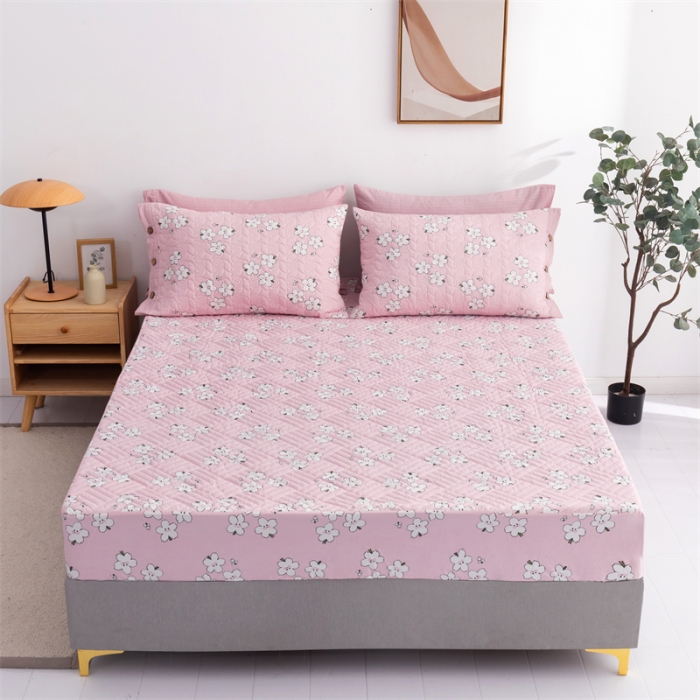 91家纺网 家纺一手货源 找家纺 优乐家纺 2023新款全棉印花绗绣系列2 单床笠 纯净