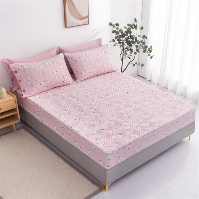 91家纺网 家纺一手货源 找家纺 优乐家纺 2023新款全棉印花绗绣系列2 单床笠 纯净