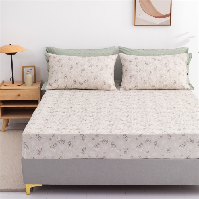 91家纺网 家纺一手货源 找家纺 优乐家纺 2023新款全棉印花绗绣系列2 单床笠 妃子笑