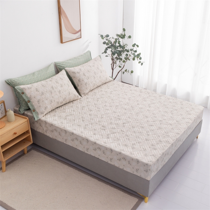 91家纺网 家纺一手货源 找家纺 优乐家纺 2023新款全棉印花绗绣系列2 单床笠 妃子笑