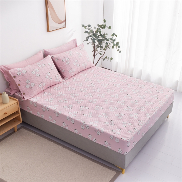 91家纺网 家纺一手货源 找家纺 优乐家纺 2023新款全棉印花绗绣系列2 单床笠 纯净