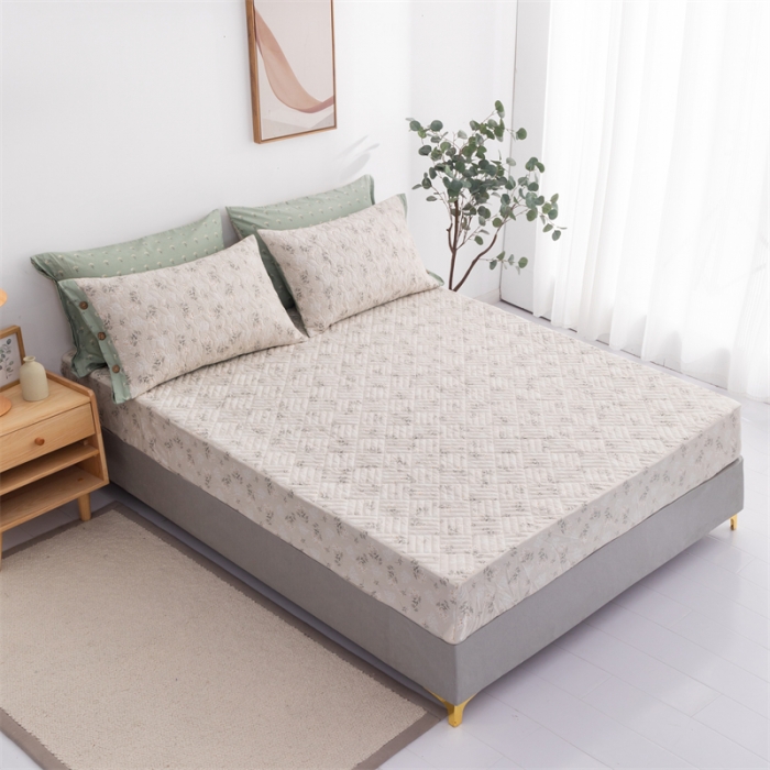 91家纺网 家纺一手货源 找家纺 优乐家纺 2023新款全棉印花绗绣系列2 单床笠 妃子笑