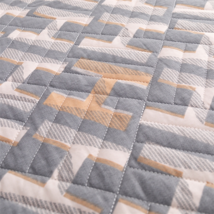 91家纺网 家纺一手货源 找家纺 优乐家纺 2023新款全棉印花绗绣系列2 单床笠 豪斯-灰