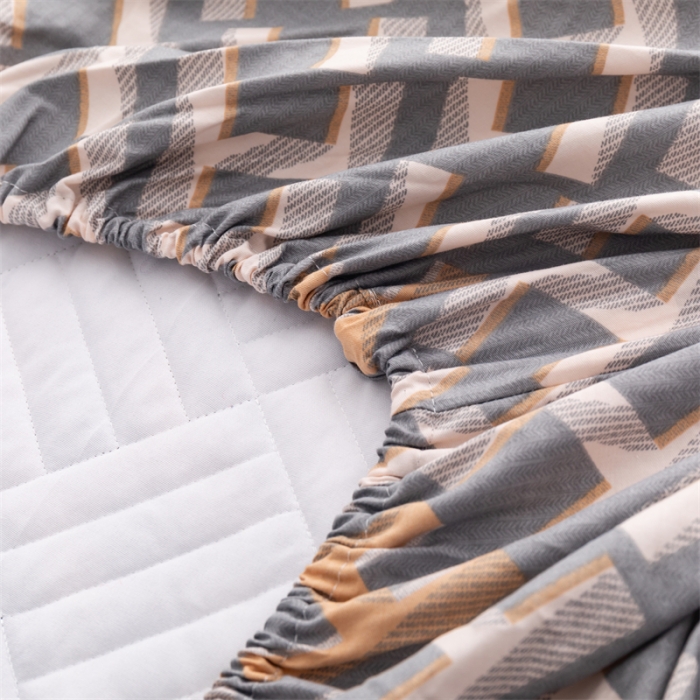 91家纺网 家纺一手货源 找家纺 优乐家纺 2023新款全棉印花绗绣系列2 单床笠 豪斯-灰