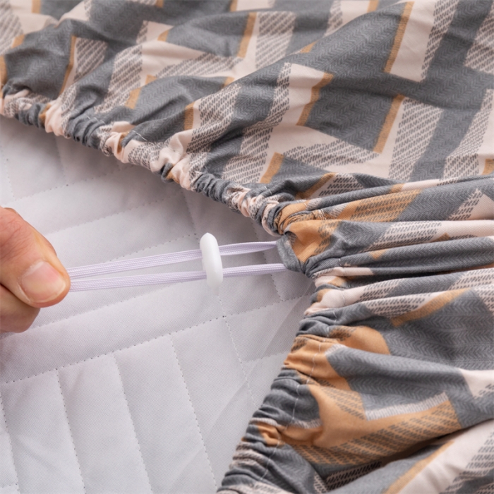 91家纺网 家纺一手货源 找家纺 优乐家纺 2023新款全棉印花绗绣系列2 单床笠 豪斯-灰