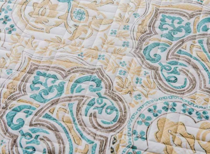 91家纺网 家纺一手货源 找家纺 优乐家纺 2023新款全棉印花绗绣系列2 单床笠 洛丽娜