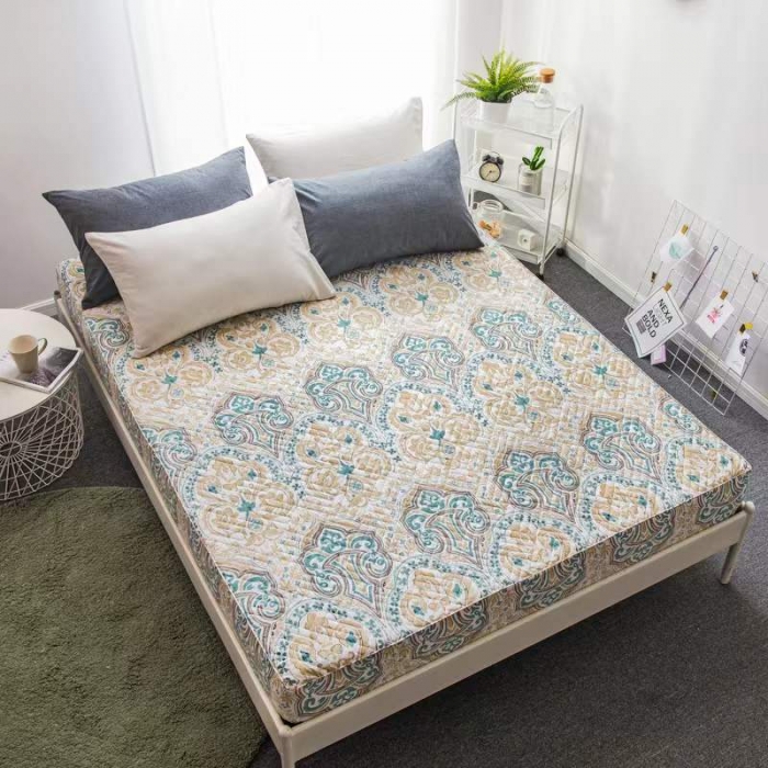 91家纺网 家纺一手货源 找家纺 优乐家纺 2023新款全棉印花绗绣系列2 单床笠 洛丽娜