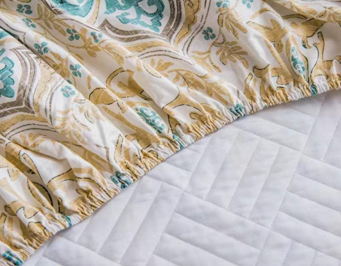 91家纺网 家纺一手货源 找家纺 优乐家纺 2023新款全棉印花绗绣系列2 单床笠 洛丽娜