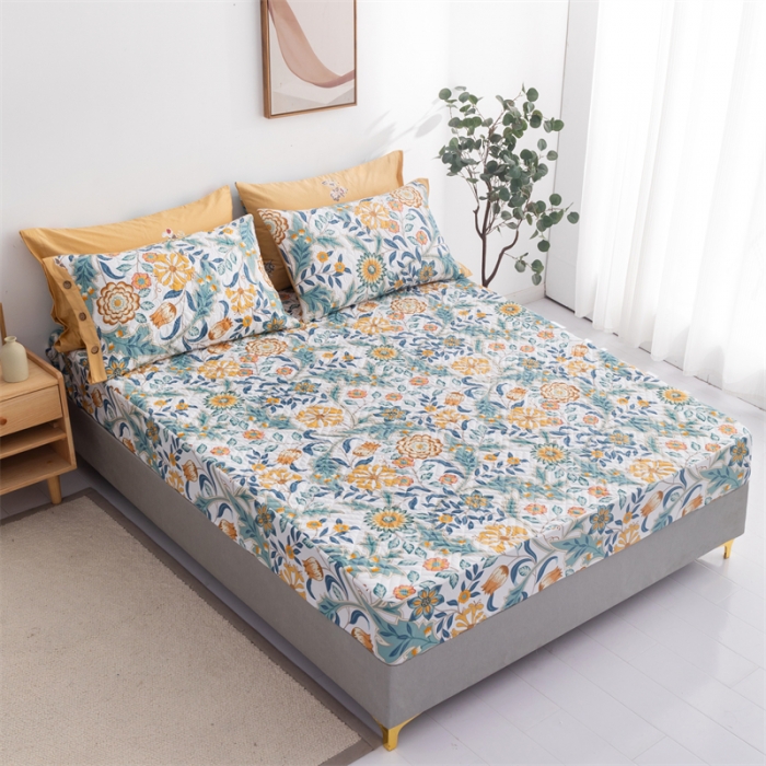 91家纺网 家纺一手货源 找家纺 优乐家纺 2023新款全棉印花绗绣系列2 单床笠 秋季物语