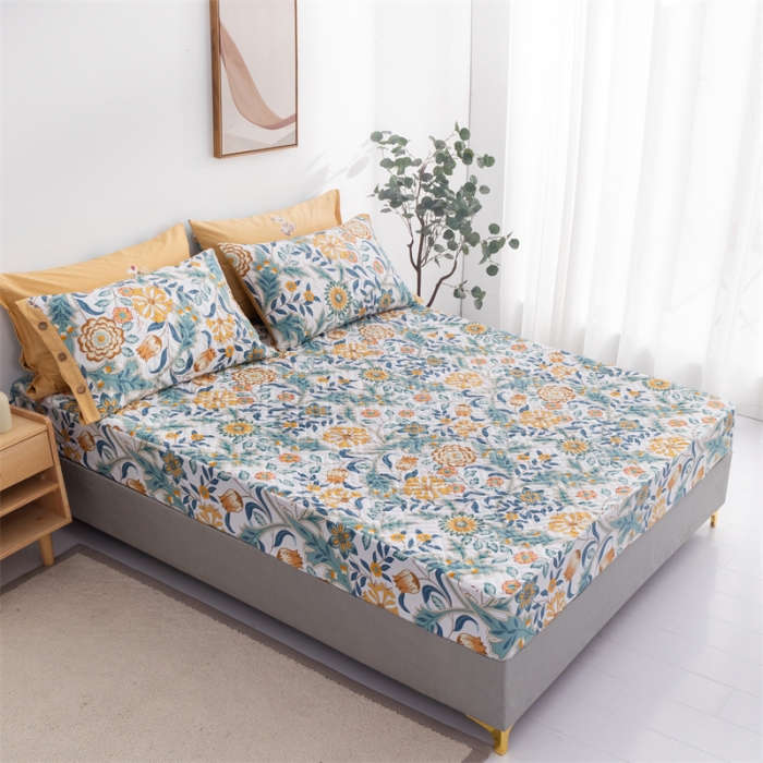 91家纺网 家纺一手货源 找家纺 优乐家纺 2023新款全棉印花绗绣系列2 单床笠 秋季物语