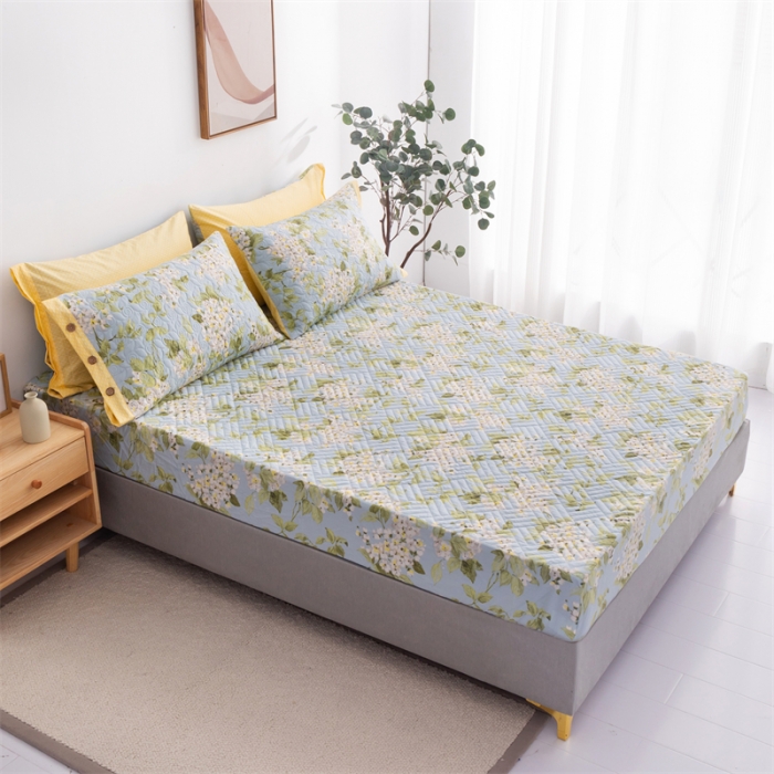 91家纺网 家纺一手货源 找家纺 优乐家纺 2023新款全棉印花绗绣系列2 单床笠 蜀绣