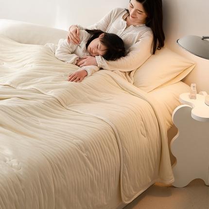 91家纺网 家纺一手货源 找家纺 （总）风向标2023新款亲子风全棉云朵针织条纹夏被