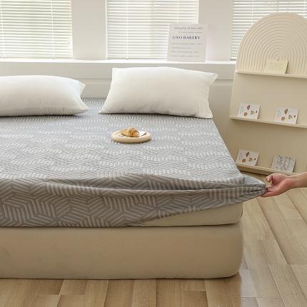 91家纺网 家纺一手货源 找家纺 凯美家居  2023针A类抗菌针织棉三层纱床笠床垫保护套 浅灰