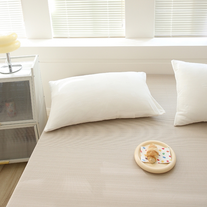 91家纺网 家纺一手货源 找家纺 凯美家居  2023针A类抗菌针织棉三层纱床笠床垫保护套 卡其