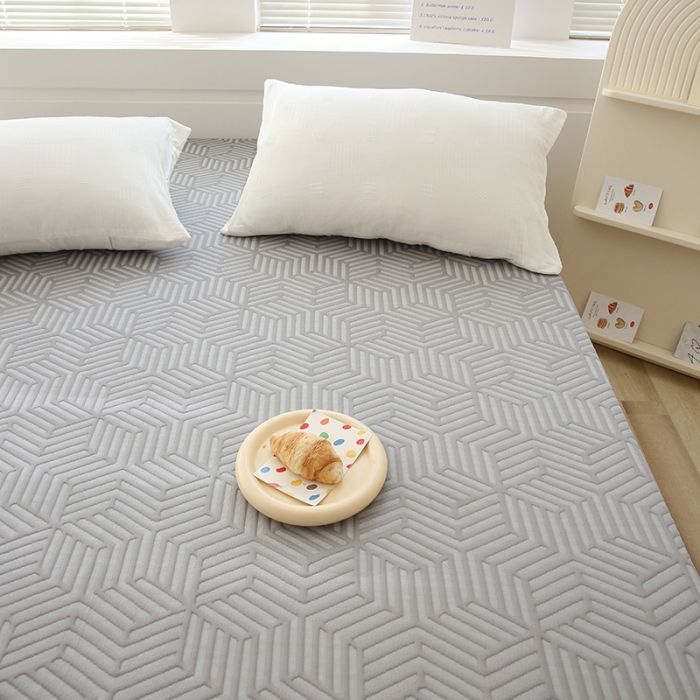 91家纺网 家纺一手货源 找家纺 凯美家居  2023针A类抗菌针织棉三层纱床笠床垫保护套 浅灰