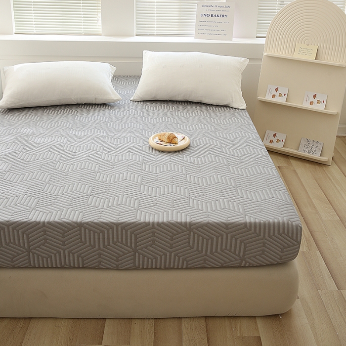 91家纺网 家纺一手货源 找家纺 凯美家居  2023针A类抗菌针织棉三层纱床笠床垫保护套 浅灰