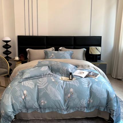 91家纺网 家纺一手货源 找家纺 顾家家居 2023新款80支LF兰静兰精天丝数码印花四件套 铃薇若然