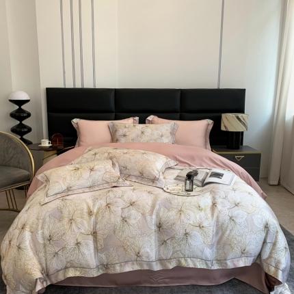 91家纺网 家纺一手货源 找家纺 顾家家居 2023新款80支LF兰静兰精天丝数码印花四件套 琴枫初语