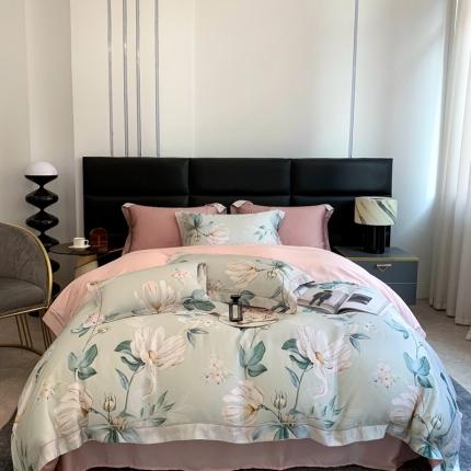 91家纺网 家纺一手货源 找家纺 顾家家居 2023新款80支LF兰静兰精天丝数码印花四件套 秋水漫庭