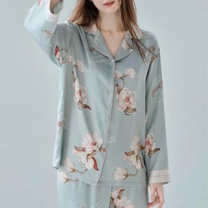 91家纺网 家纺一手货源 找家纺 （总）洛兰沙 2023新款冰丝家居服长袖套装