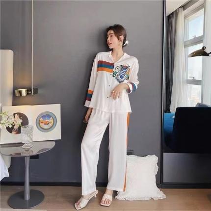 91家纺网 家纺一手货源 找家纺 （总）洛兰沙 2023新款冰丝家居服长袖套装