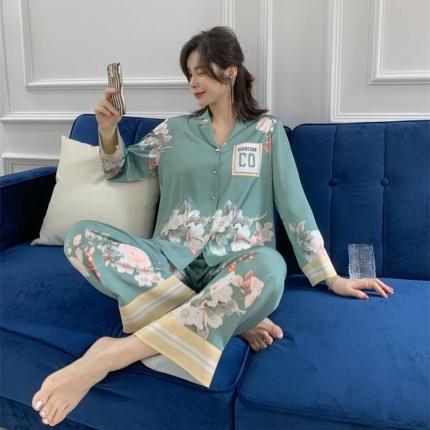 91家纺网 家纺一手货源 找家纺 （总）洛兰沙 2023新款冰丝家居服长袖套装