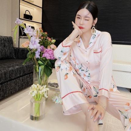 91家纺网 家纺一手货源 找家纺 （总）洛兰沙 2023新款冰丝家居服长袖套装