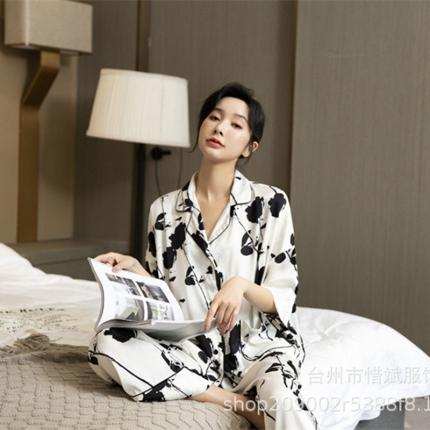 91家纺网 家纺一手货源 找家纺 （总）洛兰沙 2023新款冰丝家居服长袖套装