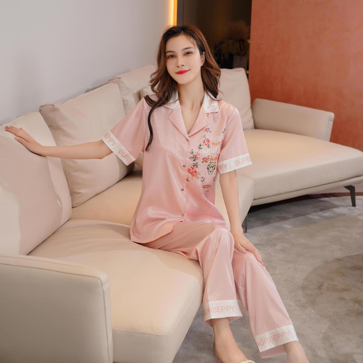 91家纺网 家纺一手货源 找家纺 （总）洛兰沙 2023新款冰丝家居服长袖套装