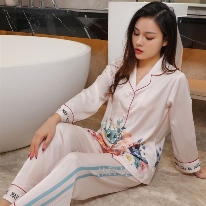 91家纺网 家纺一手货源 找家纺 （总）洛兰沙 2023新款冰丝家居服长袖套装