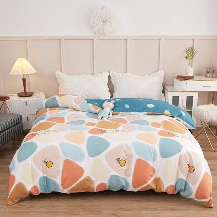 91家纺网 家纺一手货源 找家纺 钰伶 2025新款全棉简约12868印花纯棉四件套 雨花石