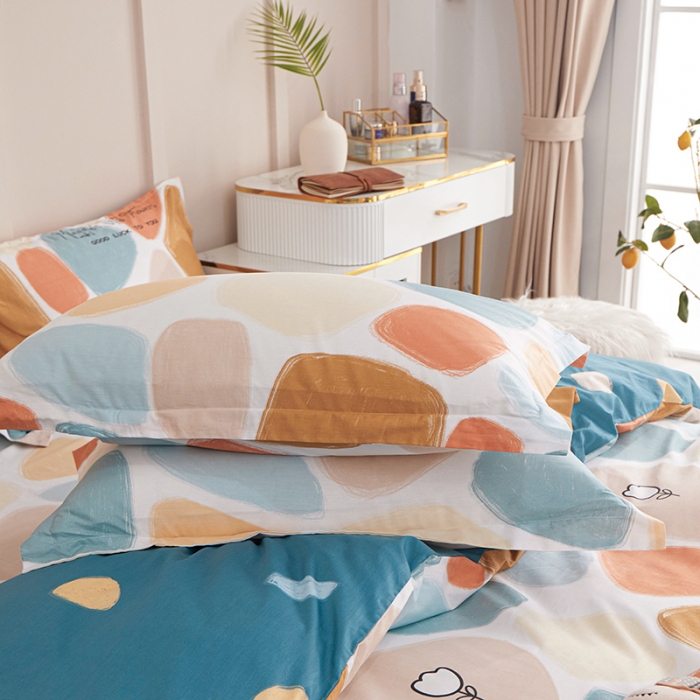 91家纺网 家纺一手货源 找家纺 钰伶 2025新款全棉简约12868印花纯棉四件套 雨花石