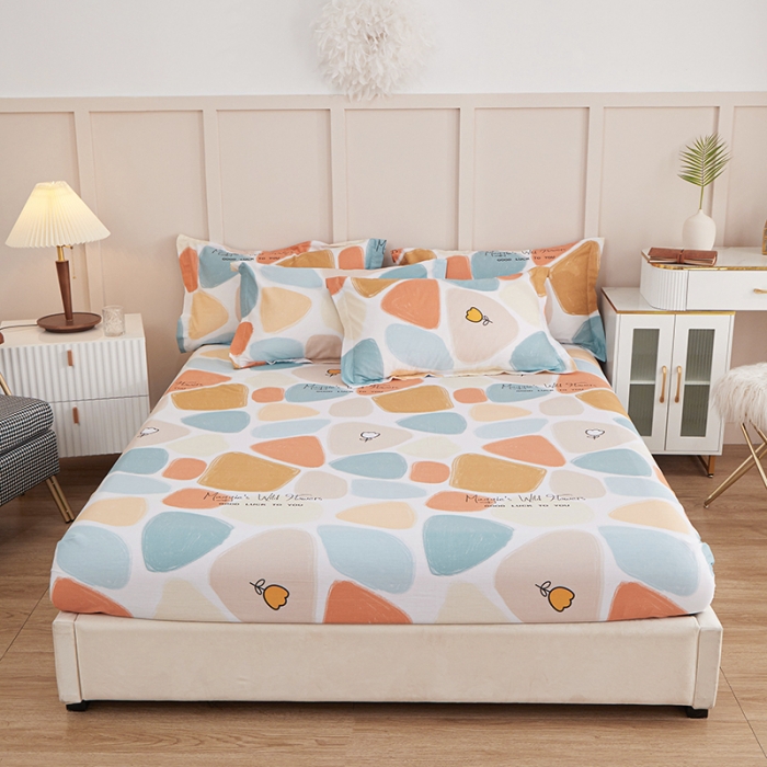 91家纺网 家纺一手货源 找家纺 钰伶 2025新款全棉简约12868印花纯棉四件套 雨花石