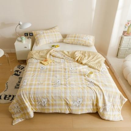 91家纺网 家纺一手货源 找家纺 有货 2023新款元气波点针织大豆被 波点呆萌狗